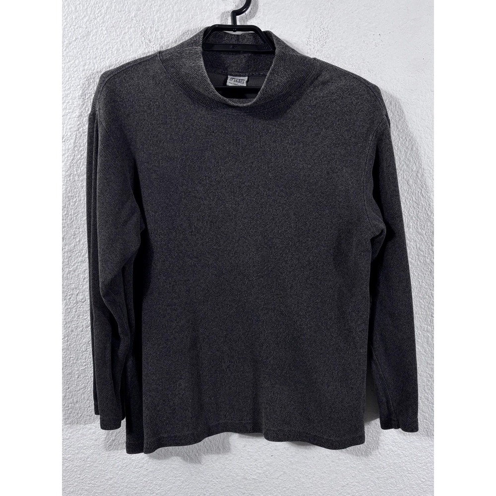 Vintage CP Shades Sweater Mens Medium Dark Gray Mock Neck Cotton Knit Pullover